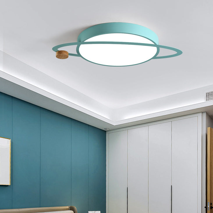 Contemporary Scandinavian Planet Iron Acrylic LED Flush Mount Ceiling Light For Living Room