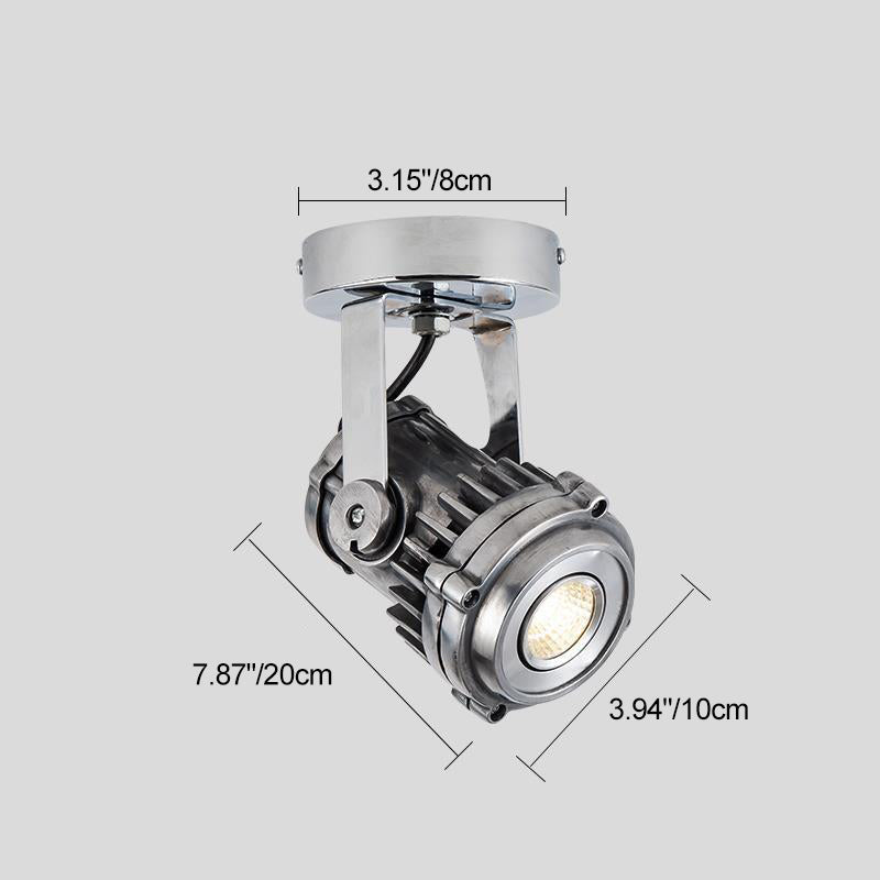 Contemporary Industrial Distressed Aluminum Adjustable LED Spotlight Semi-Flush Mount Ceiling Light For Living Room