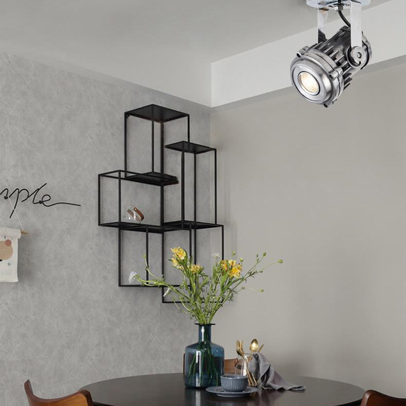 Contemporary Industrial Distressed Aluminum Adjustable LED Spotlight Semi-Flush Mount Ceiling Light For Living Room