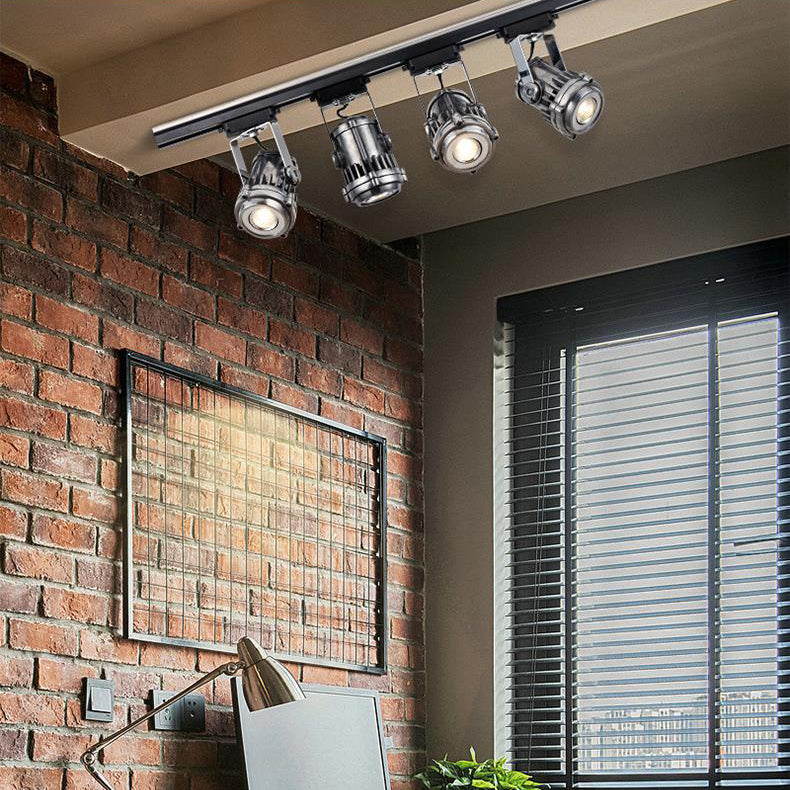 Contemporary Industrial Distressed Aluminum Adjustable LED Spotlight Semi-Flush Mount Ceiling Light For Living Room