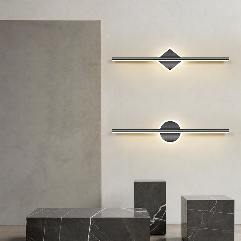 Contemporary Simplicity Geometric Long Strip Iron Aluminum LED Mirror Front Wall Sconce Lamp For Bedroom