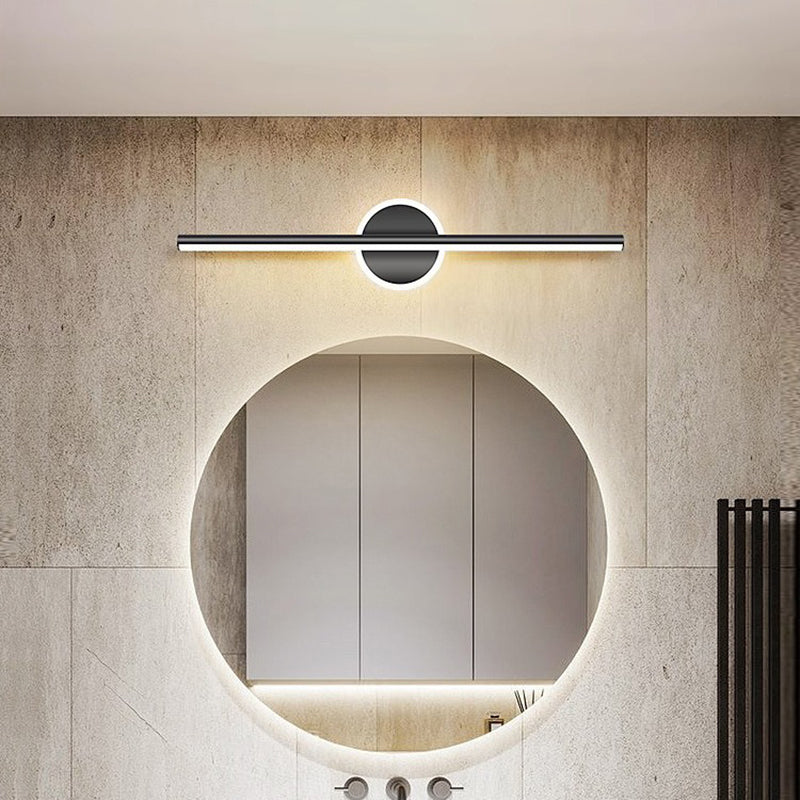 Contemporary Simplicity Geometric Long Strip Iron Aluminum LED Mirror Front Wall Sconce Lamp For Bedroom