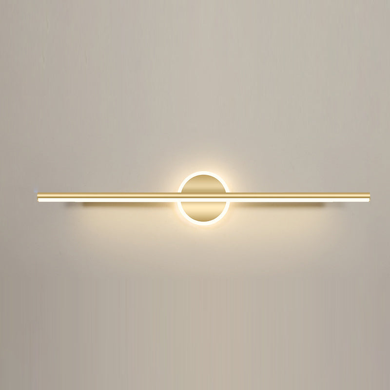Contemporary Simplicity Geometric Long Strip Iron Aluminum LED Mirror Front Wall Sconce Lamp For Bedroom