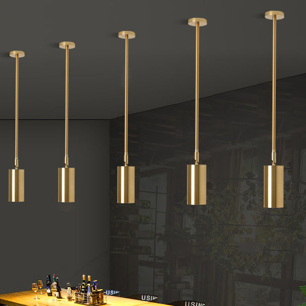 Modern Minimalist Iron Cylinder Shade Long Rod LED Pendant Light Spotlight For Living Room