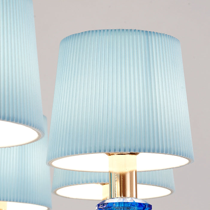 Modern Art Deco Pleated Fabric Shade Zinc Alloy Frame 6/8-Light Chandelier For Living Room