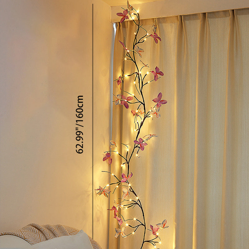 Contemporary Creative Fabric Imitation Butterfly Branches LED Wall Sconce Lamp Decoration Light For Living Room