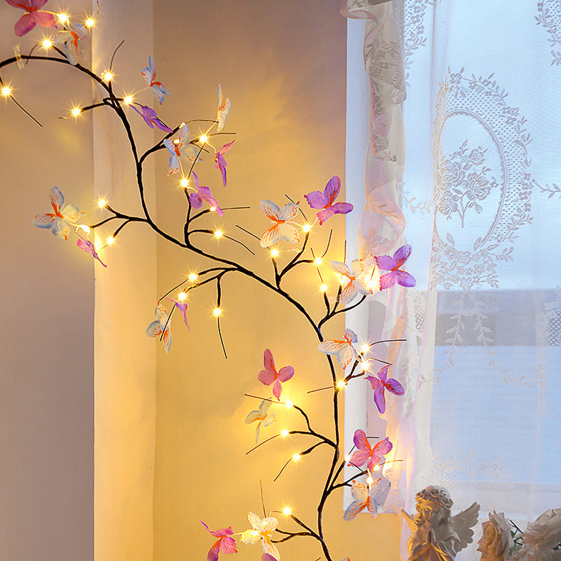 Contemporary Creative Fabric Imitation Butterfly Branches LED Wall Sconce Lamp Decoration Light For Living Room