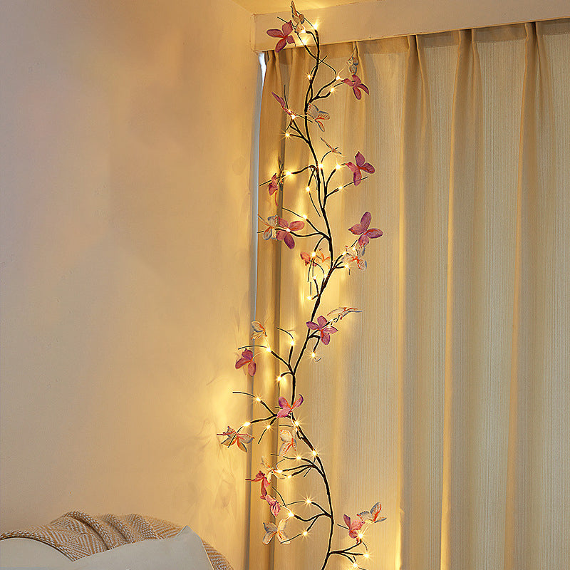 Contemporary Creative Fabric Imitation Butterfly Branches LED Wall Sconce Lamp Decoration Light For Living Room