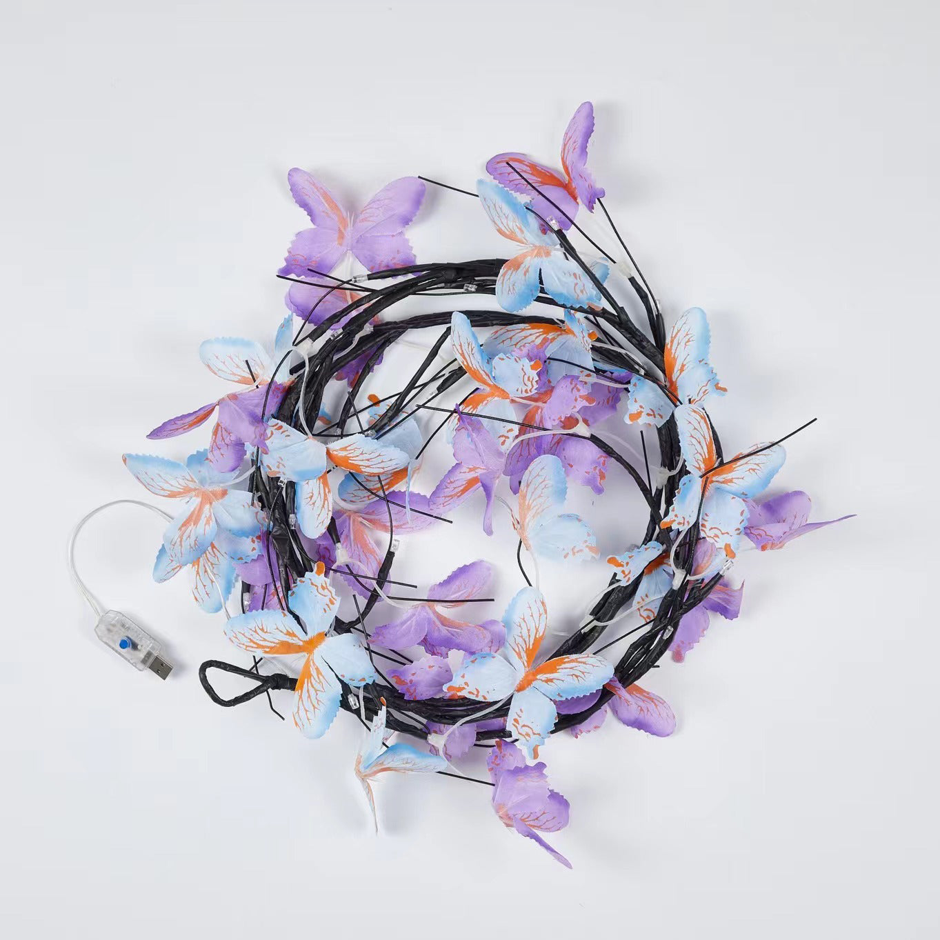 Contemporary Creative Fabric Imitation Butterfly Branches LED Wall Sconce Lamp Decoration Light For Living Room