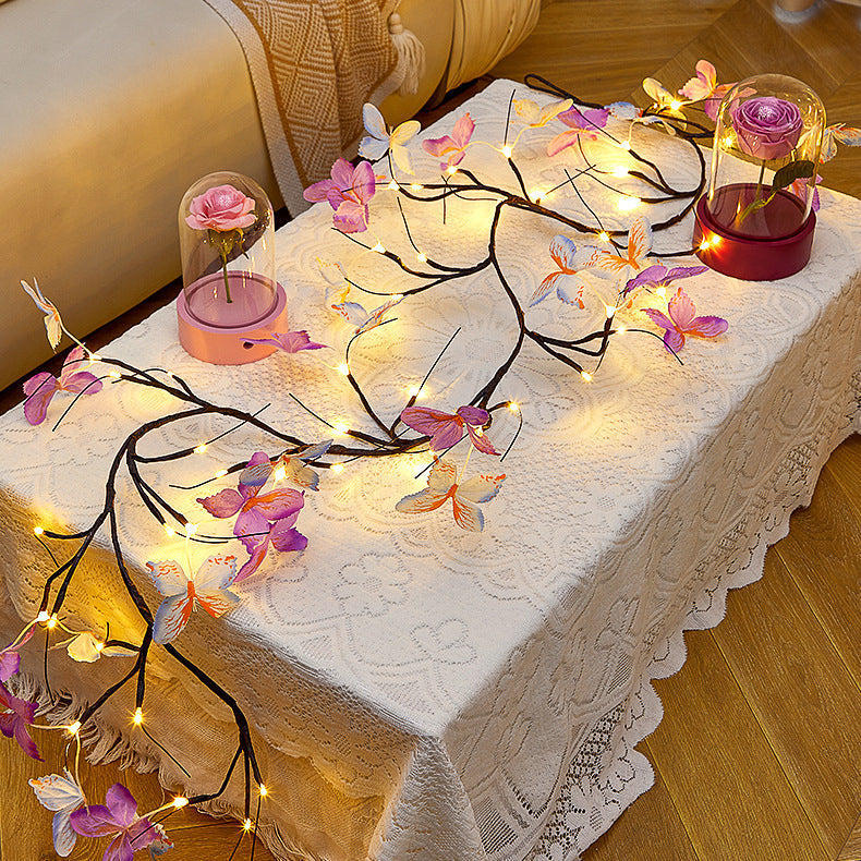 Contemporary Creative Fabric Imitation Butterfly Branches LED Wall Sconce Lamp Decoration Light For Living Room