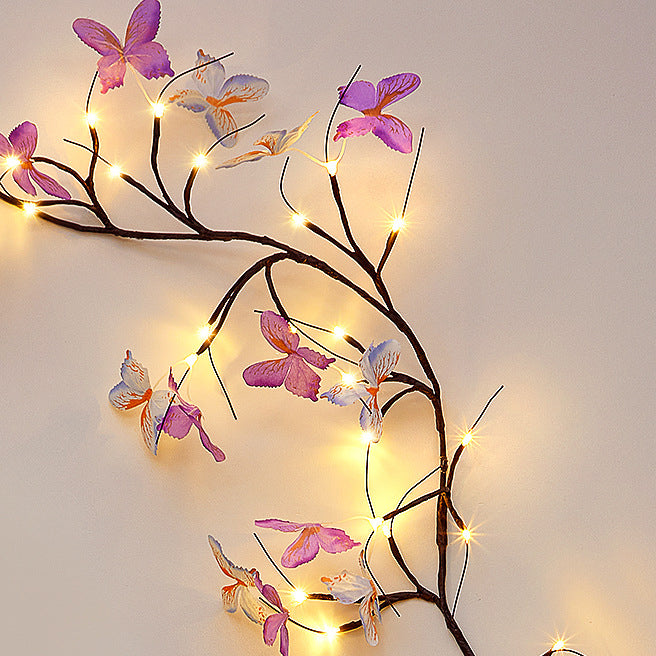 Contemporary Creative Fabric Imitation Butterfly Branches LED Wall Sconce Lamp Decoration Light For Living Room