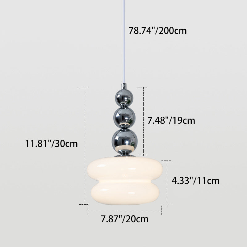 Contemporary Nordic Iron Glass Round Shade 1-Light Pendant Light For Living Room