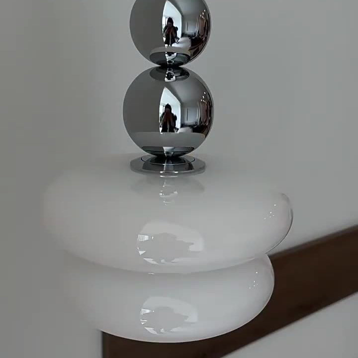 Contemporary Nordic Iron Glass Round Shade 1-Light Pendant Light For Living Room