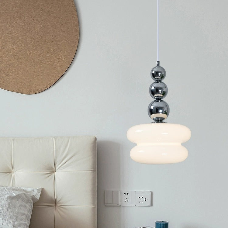 Contemporary Nordic Iron Glass Round Shade 1-Light Pendant Light For Living Room