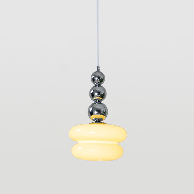 Contemporary Nordic Iron Glass Round Shade 1-Light Pendant Light For Living Room