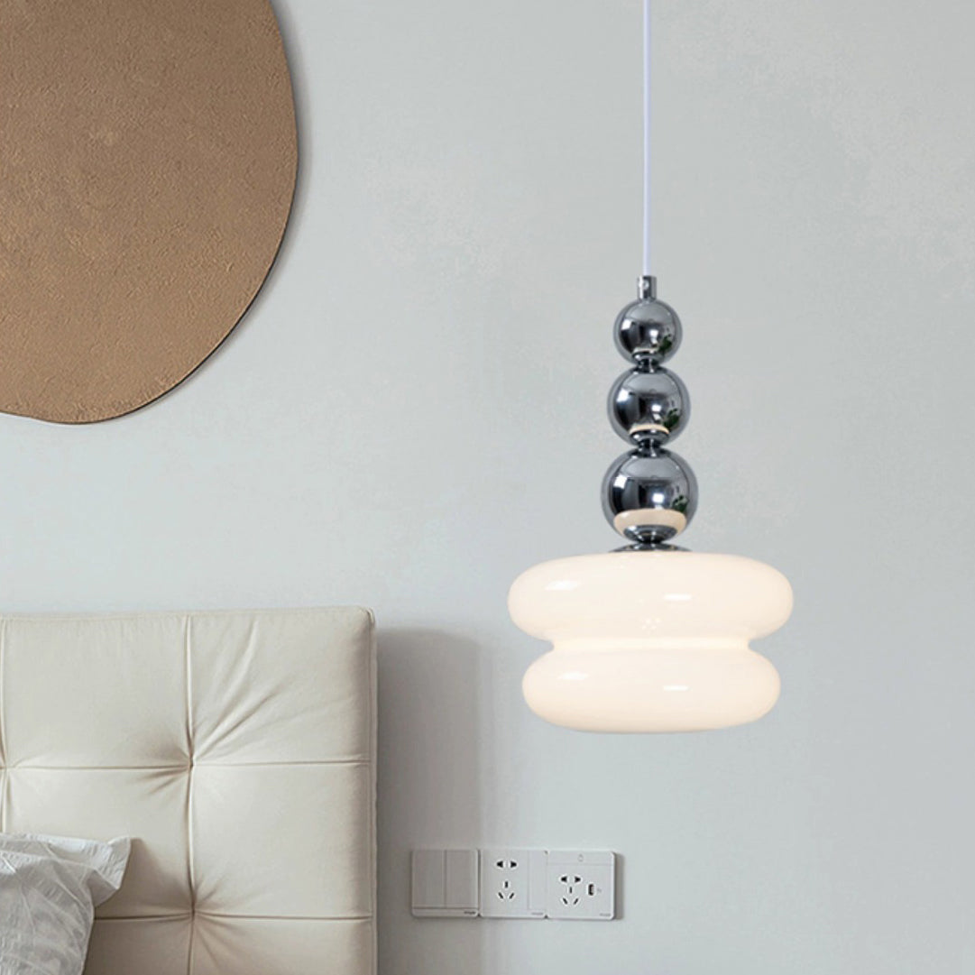 Contemporary Nordic Iron Glass Round Shade 1-Light Pendant Light For Living Room