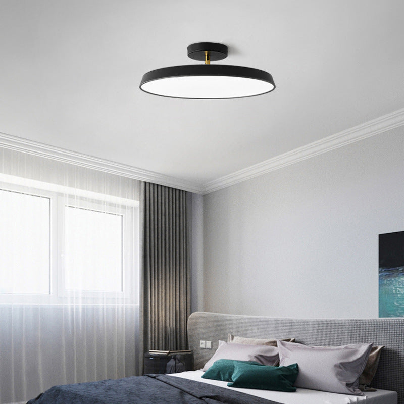 Modern Mid-Century Geometric Circle Hardware Acrylic LED Semi-Flush Mount Ceiling Light For Bedroom