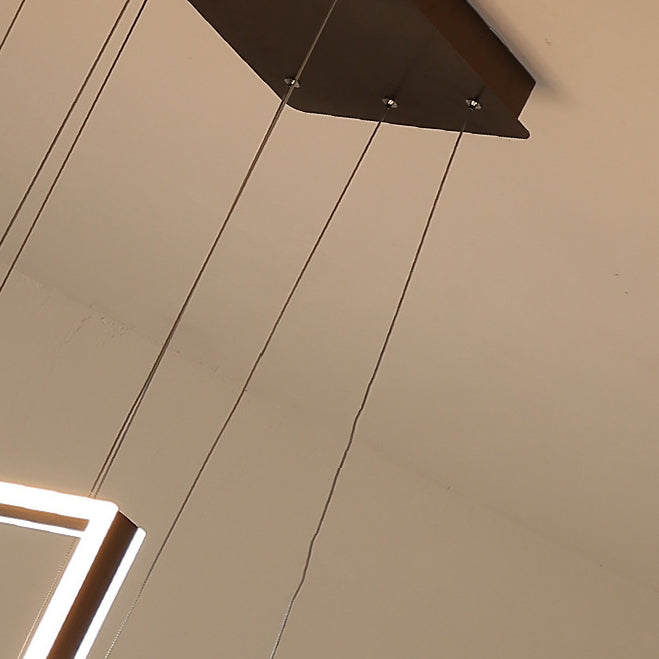 Modern Minimalist Rectangular Quadrilateral ABS Aluminum LED Chandelier For Bedroom