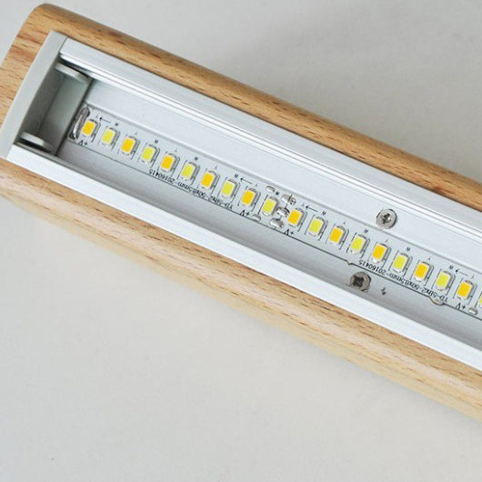 Modern Minimalist Rectangular Linear PVC Wood LED Wall Sconce Lamp For Bedroom