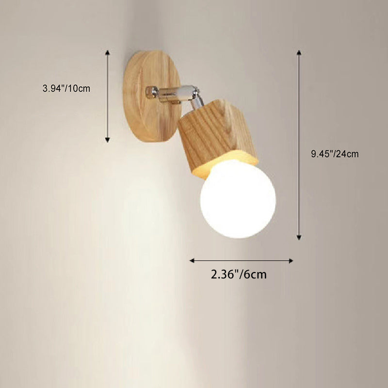 Modern Minimalist Round Ball Rectangle Linear Wood 1/2/3/4 Light Wall Sconce Lamp For Bathroom
