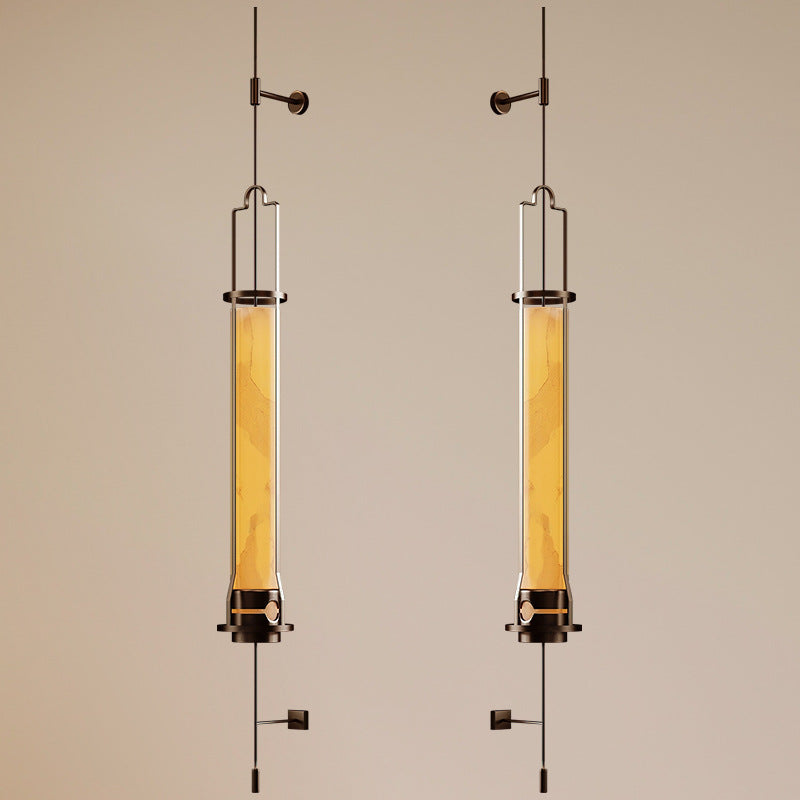 Modern Luxury Cylindrical Linear Iron Glass LED Wall Sconce Lamp For Bedroom