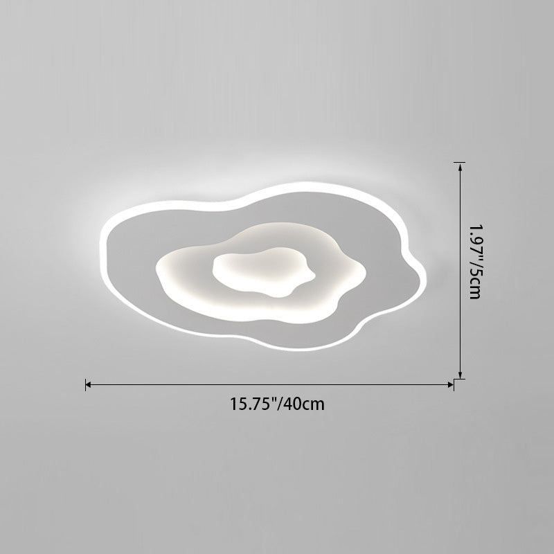 Modern Minimalist Cloud Irregular Round Iron LED Flush Mount Ceiling Light For Bedroom