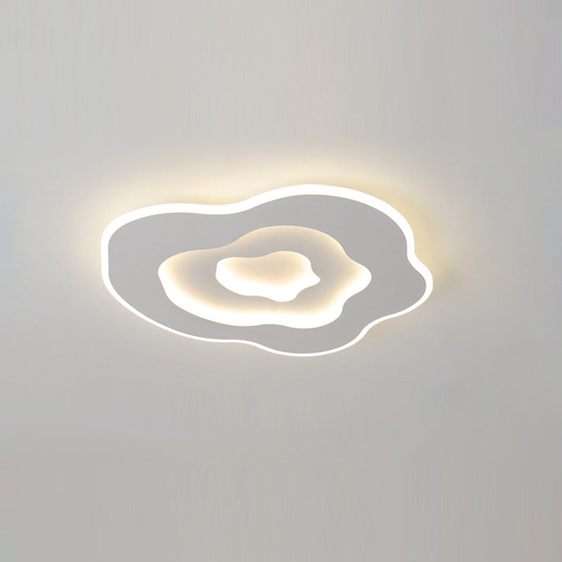 Modern Minimalist Cloud Irregular Round Iron LED Flush Mount Ceiling Light For Bedroom