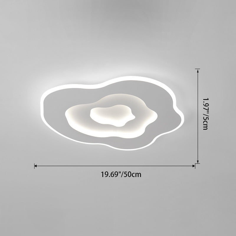 Modern Minimalist Cloud Irregular Round Iron LED Flush Mount Ceiling Light For Bedroom