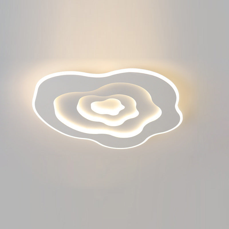 Modern Minimalist Cloud Irregular Round Iron LED Flush Mount Ceiling Light For Bedroom