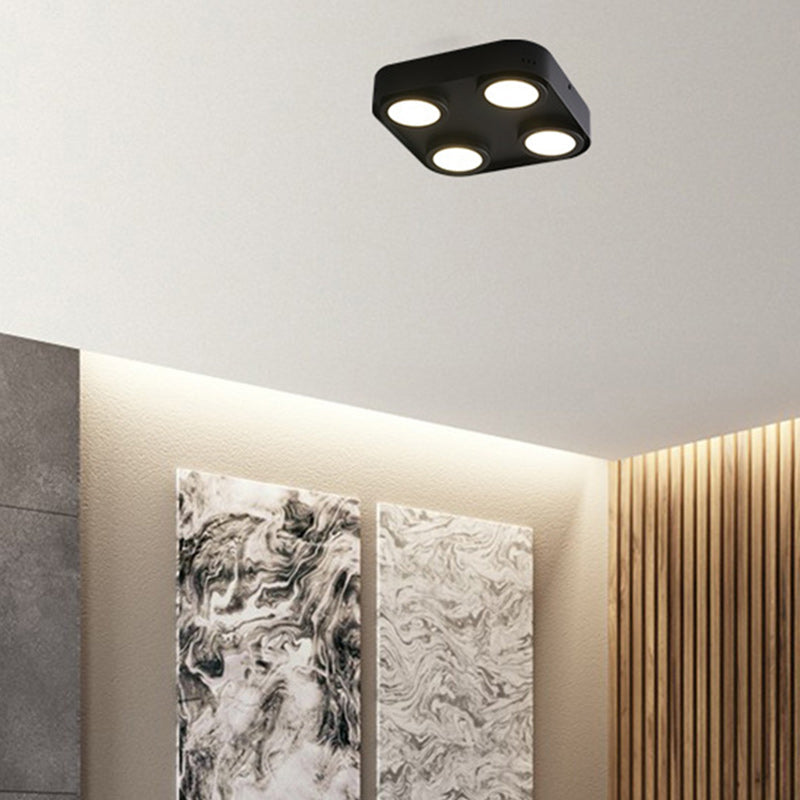 Modern Minimalist Box Shape Square PC Aluminum LED Flush Mount Ceiling Light For Bedroom