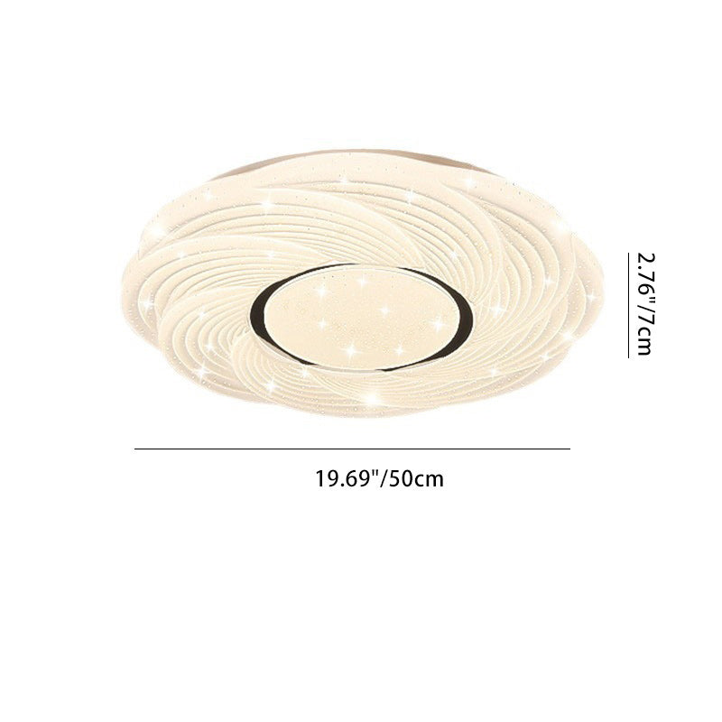 Modern Minimalist Cream Star Storm Round Dome PVC Iron LED Flush Mount Ceiling Light For Bedroom