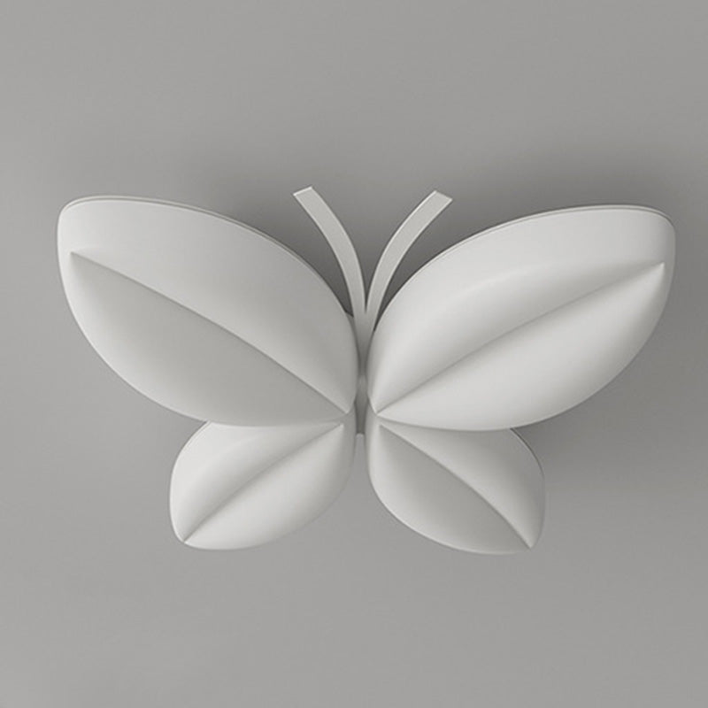 Modern Art Deco Cream Butterfly PE Iron LED Flush Mount Ceiling Light For Bedroom