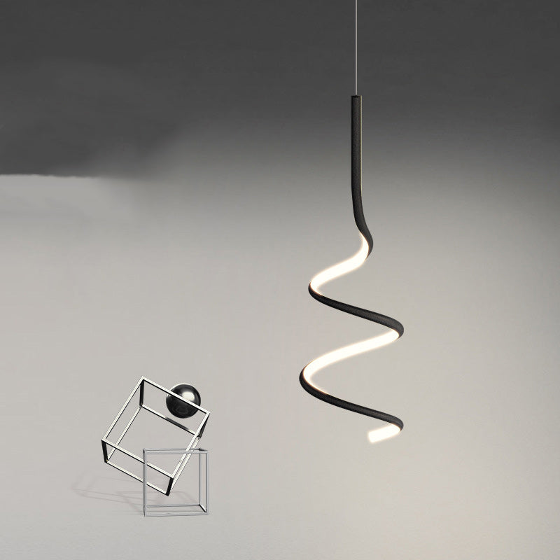 مصباح معلق LED حلزوني معاصر من الألومنيوم بتصميم إسكندنافي لغرفة النوم