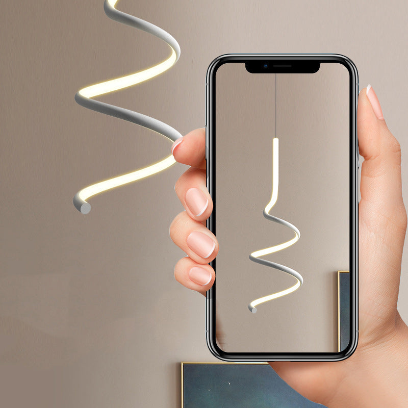 مصباح معلق LED حلزوني معاصر من الألومنيوم بتصميم إسكندنافي لغرفة النوم