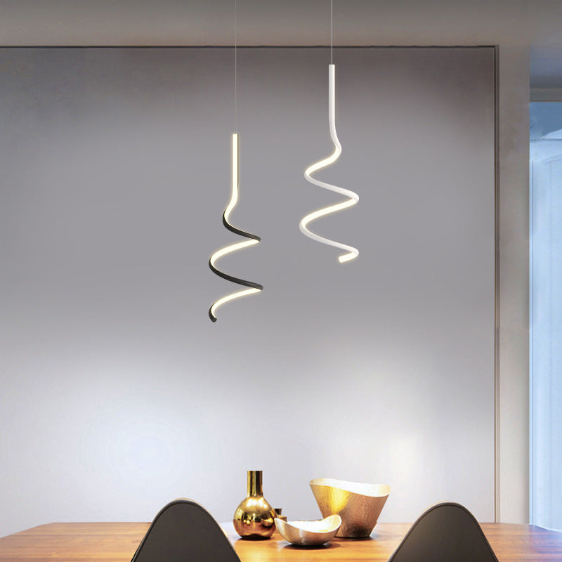 مصباح معلق LED حلزوني معاصر من الألومنيوم بتصميم إسكندنافي لغرفة النوم