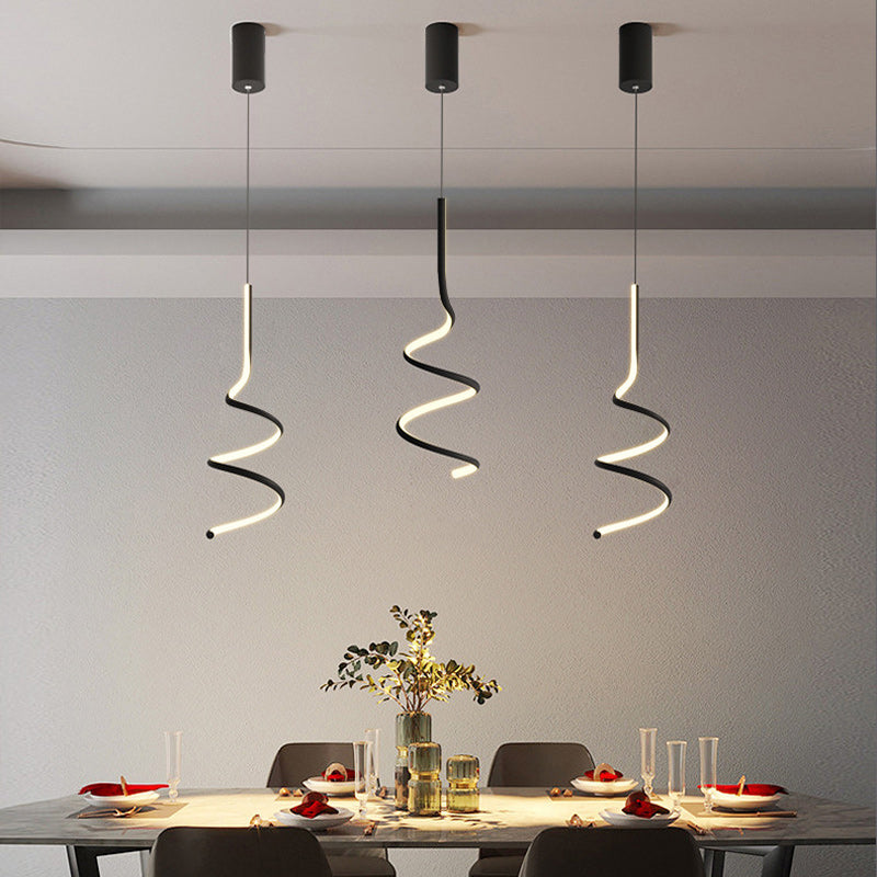 مصباح معلق LED حلزوني معاصر من الألومنيوم بتصميم إسكندنافي لغرفة النوم
