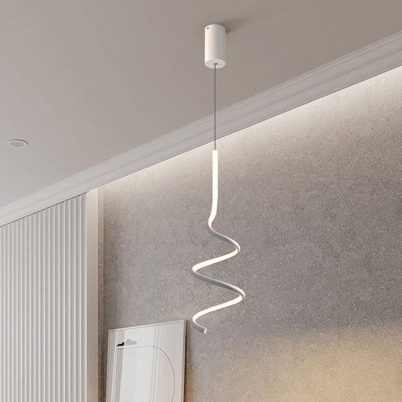 مصباح معلق LED حلزوني معاصر من الألومنيوم بتصميم إسكندنافي لغرفة النوم