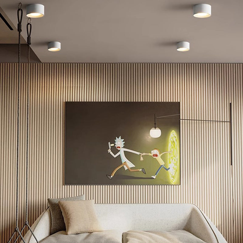 Modern Minimalist Round Cylinder Downlight Spotlight Iron Acrylic LED Flush Mount Ceiling Light For Bedroom