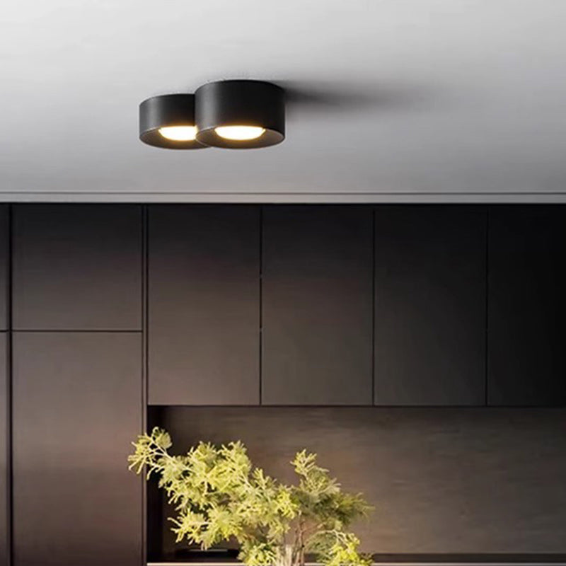Modern Minimalist Round Cylinder Downlight Spotlight Iron Acrylic LED Flush Mount Ceiling Light For Bedroom