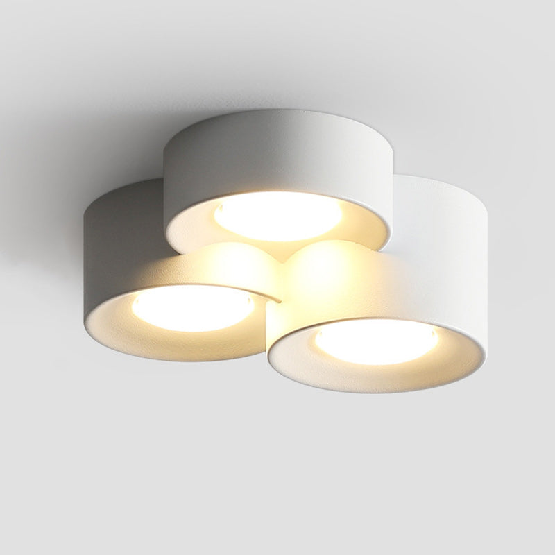 Modern Minimalist Round Cylinder Downlight Spotlight Iron Acrylic LED Flush Mount Ceiling Light For Bedroom
