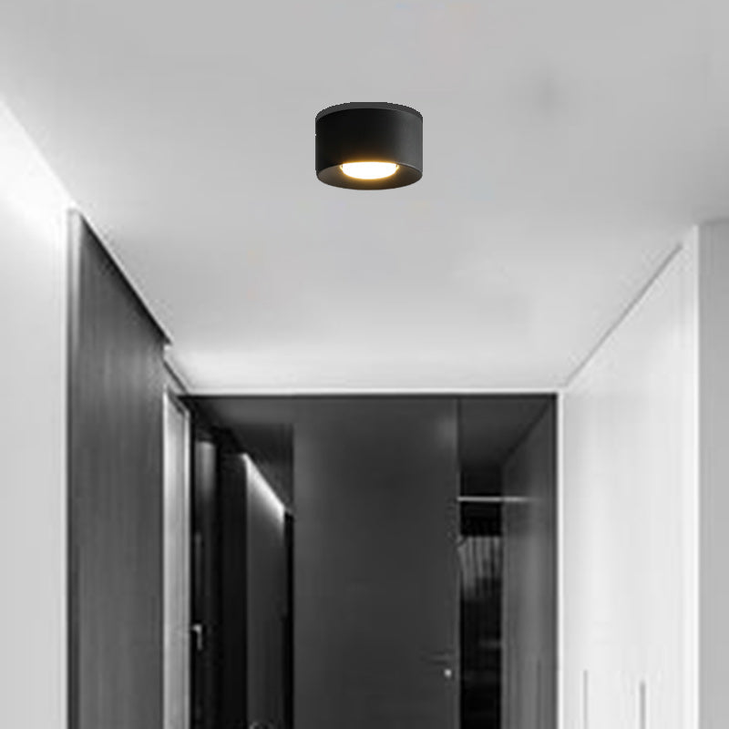 Modern Minimalist Round Cylinder Downlight Spotlight Iron Acrylic LED Flush Mount Ceiling Light For Bedroom