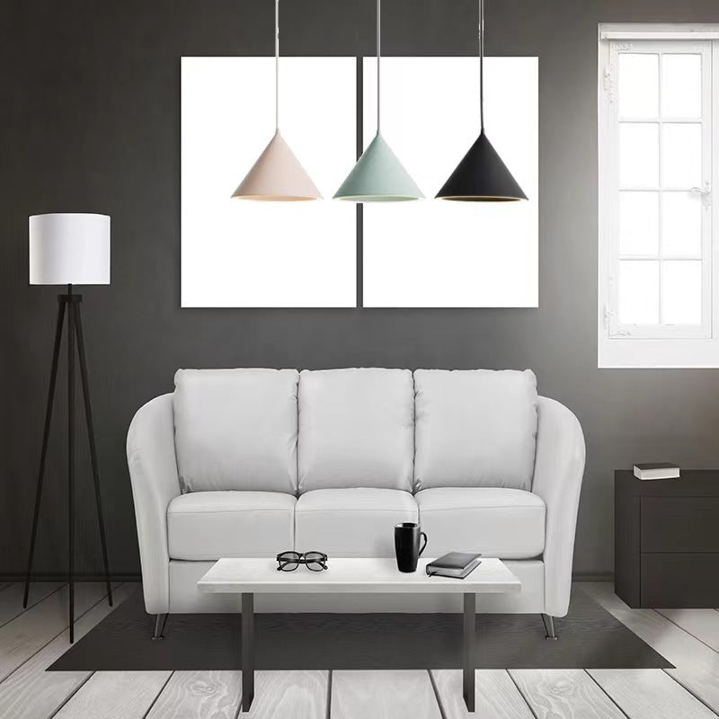 مصباح LED دائري معاصر من الحديد بتصميم إسكندنافي على شكل مخروط ماكارون لغرفة النوم