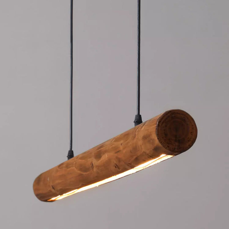 ダイニングルームに最適な、伝統的な中国風の円筒形リニア木製LEDシャンデリア