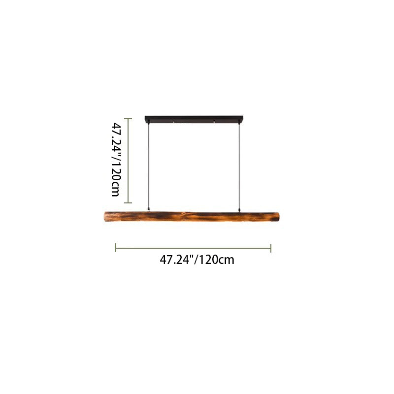 Traditional Chinese Cylindrical Linear Wood LED Chandelier For Dining Room