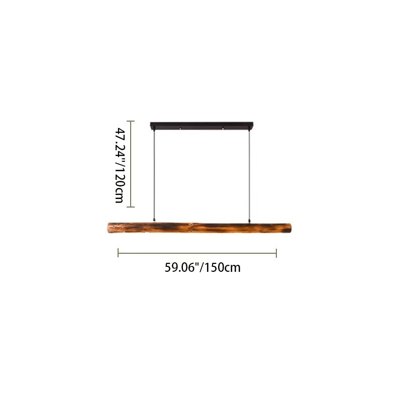 Traditional Chinese Cylindrical Linear Wood LED Chandelier For Dining Room