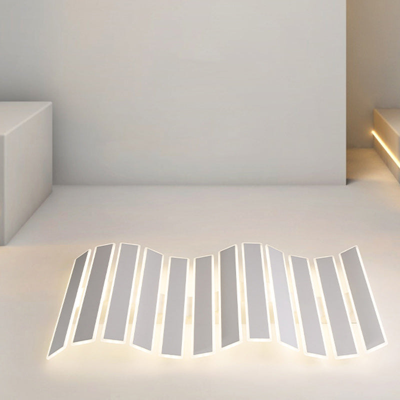 Modern Minimalist Arrangement Fishbone Wave Rectangle Iron Acrylic LED Flush Mount Ceiling Light For Bedroom