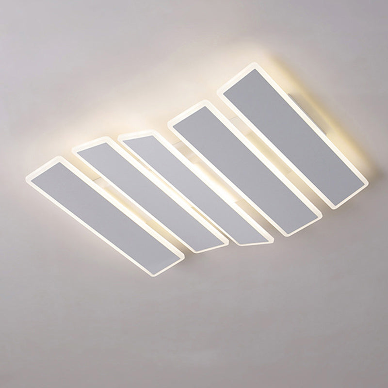 Modern Minimalist Arrangement Fishbone Wave Rectangle Iron Acrylic LED Flush Mount Ceiling Light For Bedroom