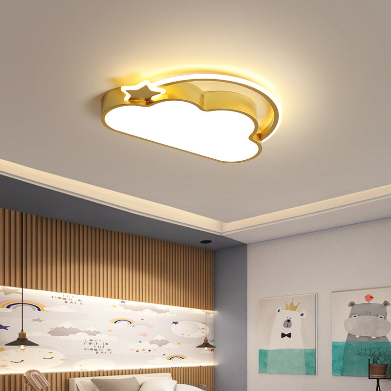 Contemporary Creative Kids Cartoon Clouds Iron Acrylic LED Flush Mount Ceiling Light For Bedroom