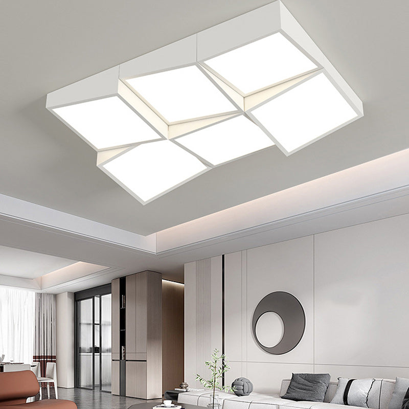 Modern Minimalist Round Square Rectangle Block Combination Iron Acrylic LED Flush Mount Ceiling Light for Bedroom