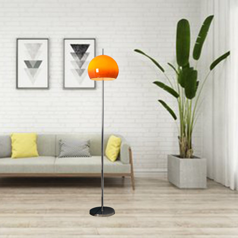 Modern Mid-Century Mushroom Round Iron Acrylic 2-Light Standing Floor Lamp For Living Room
